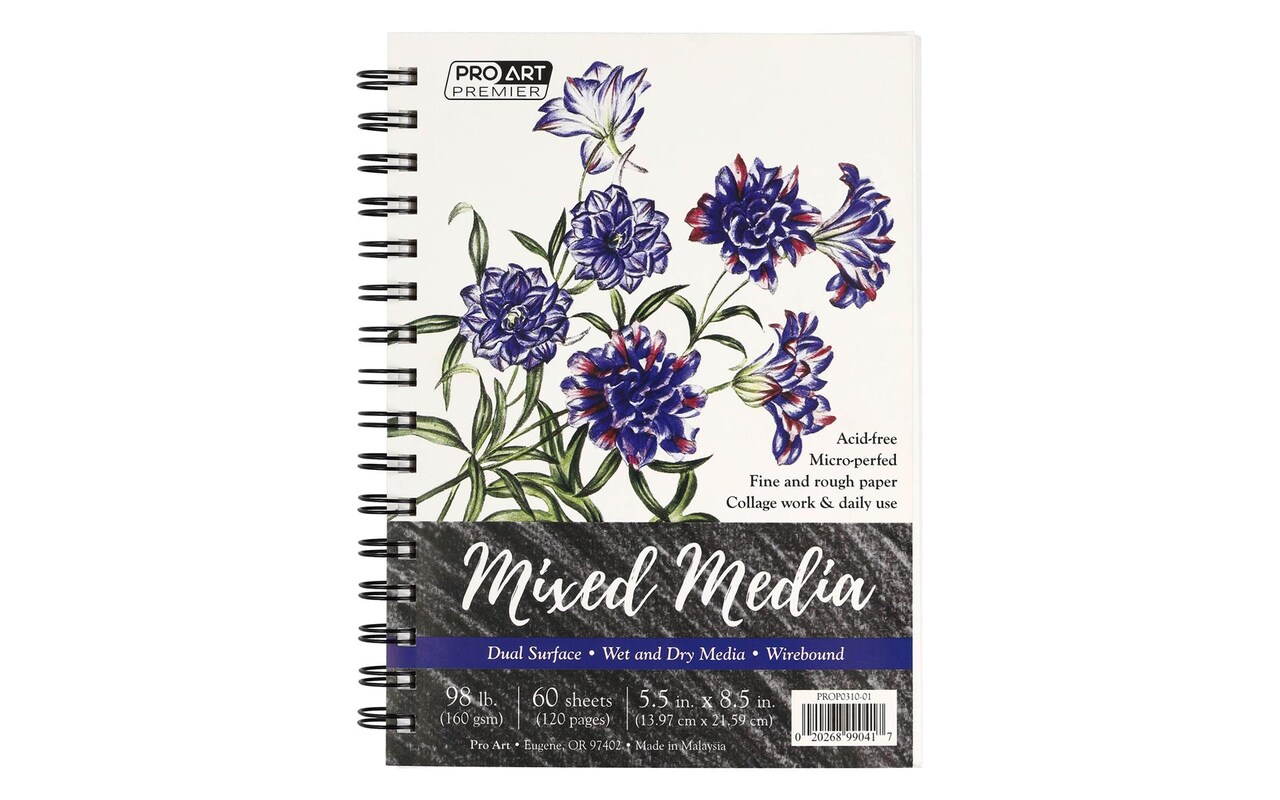 Pro Art Premium Mixed Media Pad 5.5"x8.5" 60 sheets, 98#, Wire, Sketch Book, Sketchbook, Drawing Pad, Sketch Pad, Drawing Paper, Art Book, Drawing Book, Art Paper, Sketchbook for Drawing